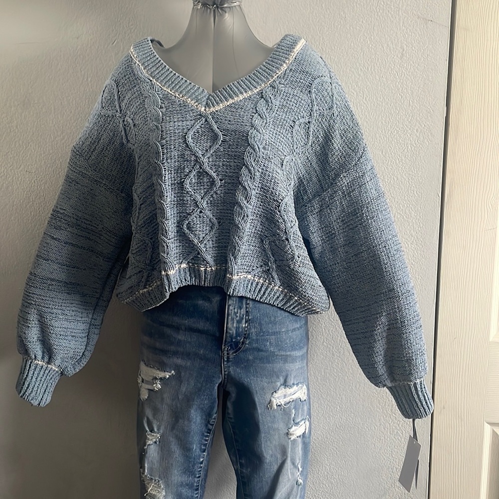 Blue V-neck Sweater